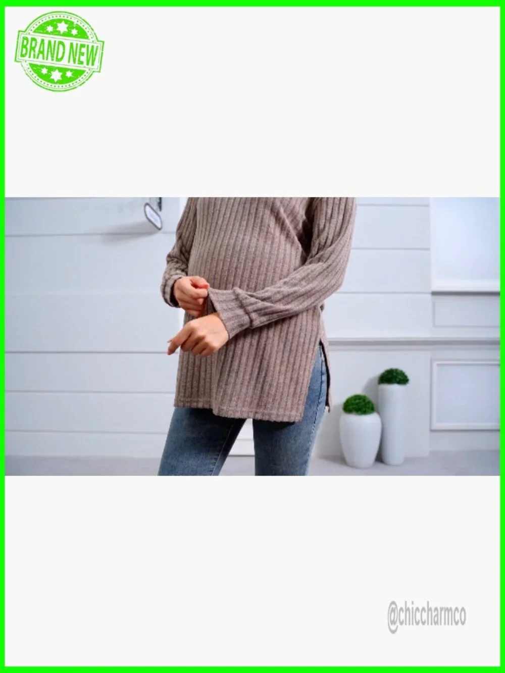 3-Pack Maternity Sweaters, Long Sleeve V-Neck Tops with Side Split - Picture 7 of 7